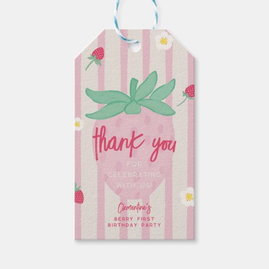 いちごのベリー ファースト パーティー ギフト タグ (正面)