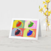 いちごのポップアートの挨拶状 カード (黄色い花)