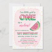 いちごのメロンちゃん 1歳の誕生日パーティー招待状 招待状 (正面)