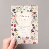 いちごのリボンの結婚式前祝いパーティーの招待状 アクリル招待状 (インサイチュ (ポータブル))