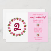 いちごの円形招待状 招待状 (正面/裏面)