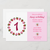 いちごの円形招待状 招待状 (正面/裏面)