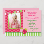 いちごの写真のバースデーパーティ招待状 招待状 (正面/裏面)