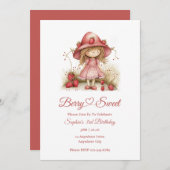 いちごの女の子パーティー 招待状 (正面/裏面)