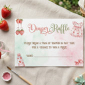 いちごの女の子ベビーシャワーおむつくじ エンクロージャーカード
