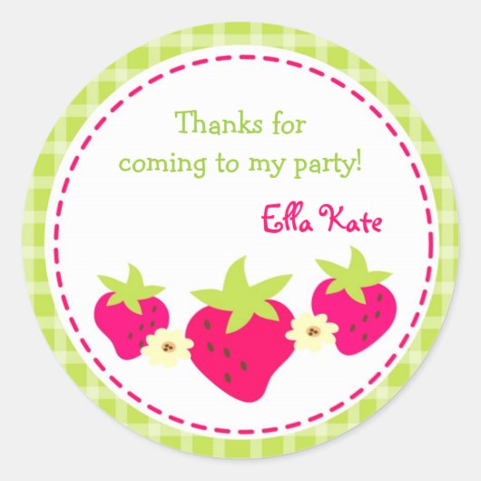 いちごの好意のステッカーの封筒用シール ラウンドシール (正面)
