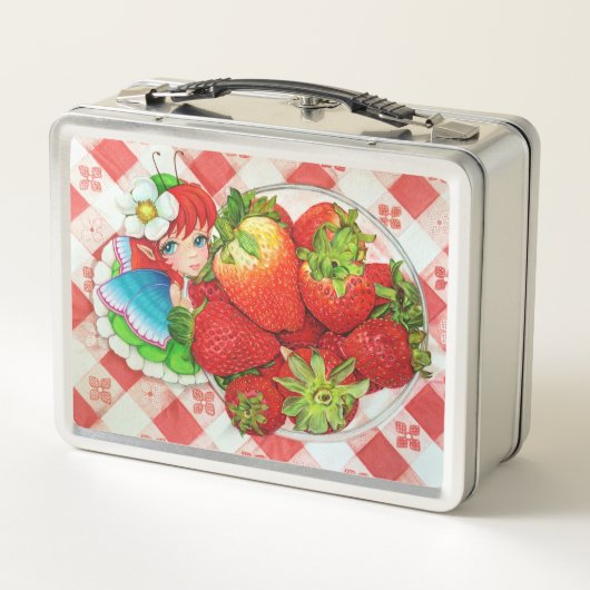 いちごの妖精のピクニック芸術のプリント メタルランチボックス (裏面)