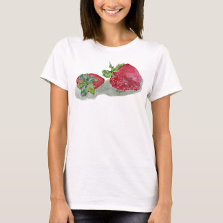 いちごの妖精の水彩画のTシャツ Tシャツ