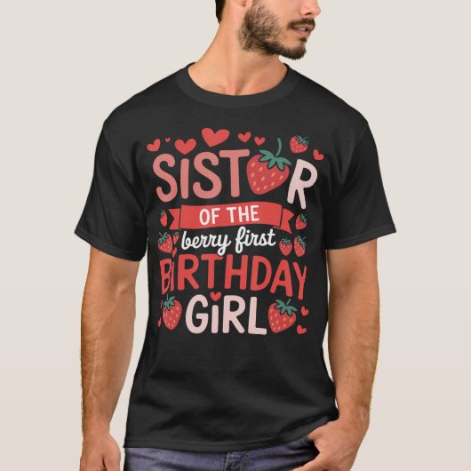 いちごの姉妹 初誕生日おめでとう イチゴちゃん Tシャツ (正面)