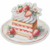 いちごの層のケーキ ステッカー | かわいいデザート シール (正面)