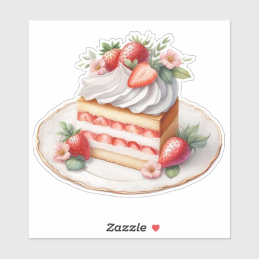 いちごの層のケーキ ステッカー | かわいいデザート シール (シート)