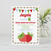 いちごの招待状 女の子の誕生日パーティー 招待状 (スタンド正面)