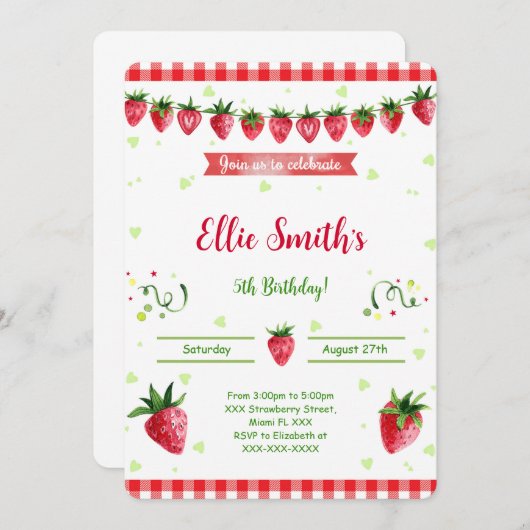 いちごの招待状 招待状 (正面/裏面)