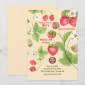 いちごの木のベリーピッキングパーティー招待状 招待状 (正面/裏面)