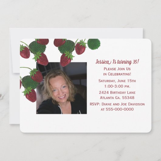 いちごの木の写真招待状 招待状 (正面)