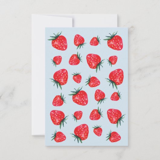 いちごの水彩画はノート感謝していしています サンキューカード (裏面)