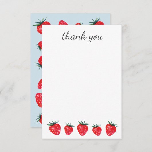 いちごの水彩画はノート感謝していしています サンキューカード (正面/裏面)