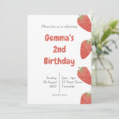 いちごの水玉模様の誕生日 招待状 (スタンド正面)