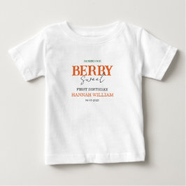 いちごの甘い1歳の誕生日パーティー ベビーTシャツ