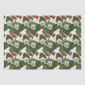 いちごの白い花と緑の葉の花柄 薄葉紙 (正面)