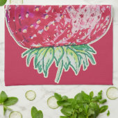 いちごの立体イラスト キッチンタオル (折り畳み)