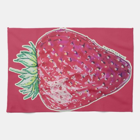 いちごの立体イラスト キッチンタオル (横)