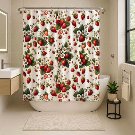 いちごの花のロッジスタイル シャワーカーテン