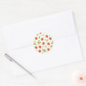 いちごの花の夏パターン ラウンドシール (封筒)