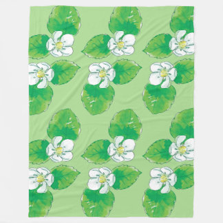 いちごの花の模様 フリースブランケット