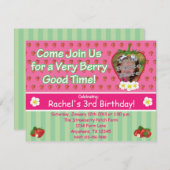 いちごの誕生日のパーティの招待状 招待状 (正面/裏面)