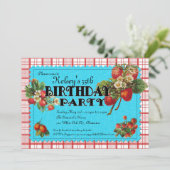 いちごの誕生日のパーティの招待状 招待状 (スタンド正面)