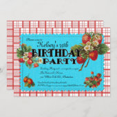 いちごの誕生日のパーティの招待状 招待状 (正面/裏面)