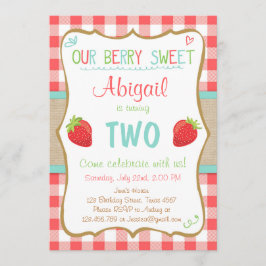 いちごの誕生日の招待状の夏のパーティガール 招待状