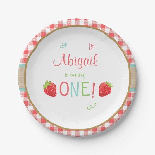 いちごの誕生日の紙皿の夏のピクニック ペーパープレート (正面)