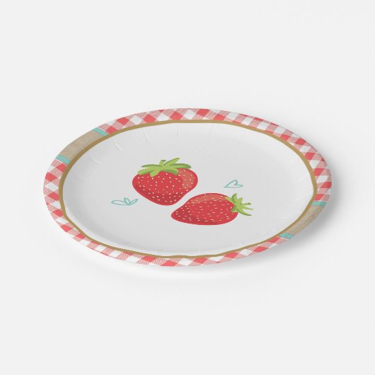 いちごの誕生日の紙皿の夏のピクニック ペーパープレート (アングル)