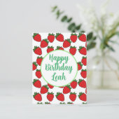 いちごの誕生日パーティーのテーマ ポストカード (スタンド正面)