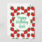 いちごの誕生日パーティーのテーマ ポストカード (正面/裏面)