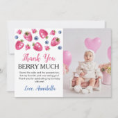 いちごの誕生日パーティー感謝カード サンキューカード (正面)