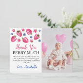 いちごの誕生日パーティー感謝カード サンキューカード (スタンド正面)