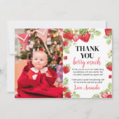 いちごの誕生日パーティー感謝カード サンキューカード (正面)