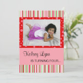 いちごの赤いピンクの招待状 招待状 (スタンド正面)