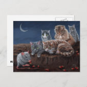 いちごの郵便はがきを持つ猫そしてラット ポストカード (正面/裏面)