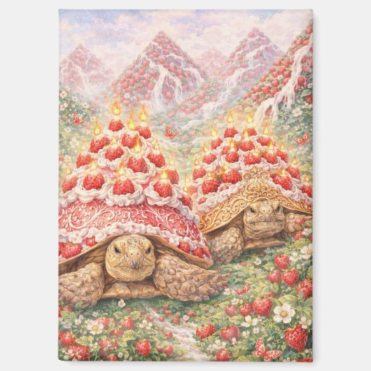 いちごの魔法の国 誕生日ケーキのカメと マグネット (正面)