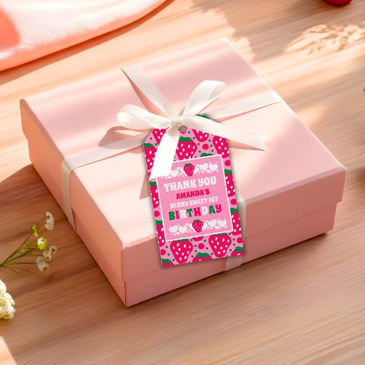 いちごの1歳の誕生日お祝い ギフトタグ
