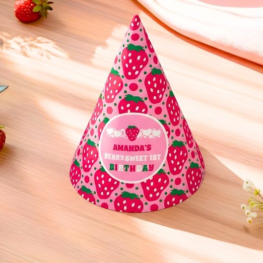 いちごの1歳の誕生日お祝い パーティーハット
