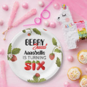 いちごの６歳の誕生日 ペーパープレート (パーティー)