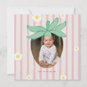 いちごの1歳の誕生日パーティーの招待状 (裏面)