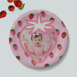 いちごの1歳の誕生日パーティー ペーパープレート
