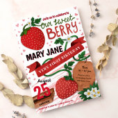 いちごの1歳の誕生日招待状 招待状