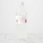 いちごの1歳の誕生日水筒ラベル ペットボトルラベル (正面)
